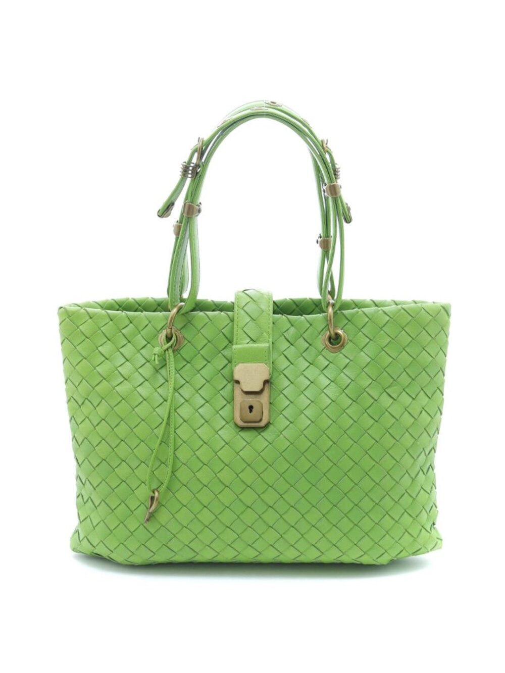 Bottega Veneta Intrecciato Capri Handbag Green Leather